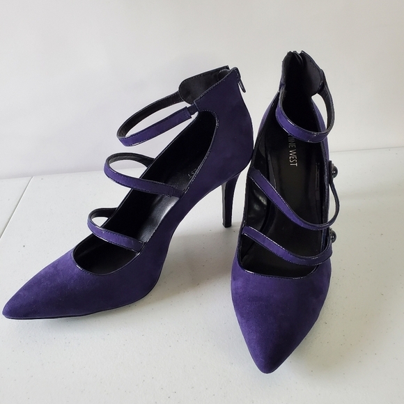 Nine West Jevneo Strappy Pumps Size 12 High Heel Back Zip Shoes Stiletto - Picture 4 of 16